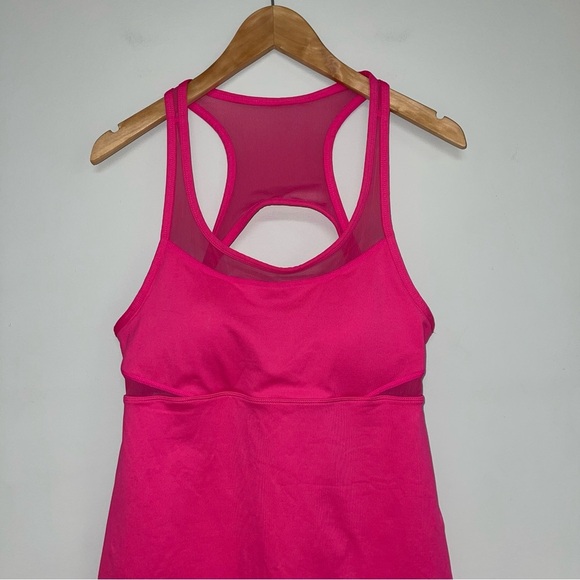 Fabletics Mini Dress Women's Size Large Magenta Pink Stretch Built-in Bra Tropez - Picture 3 of 11